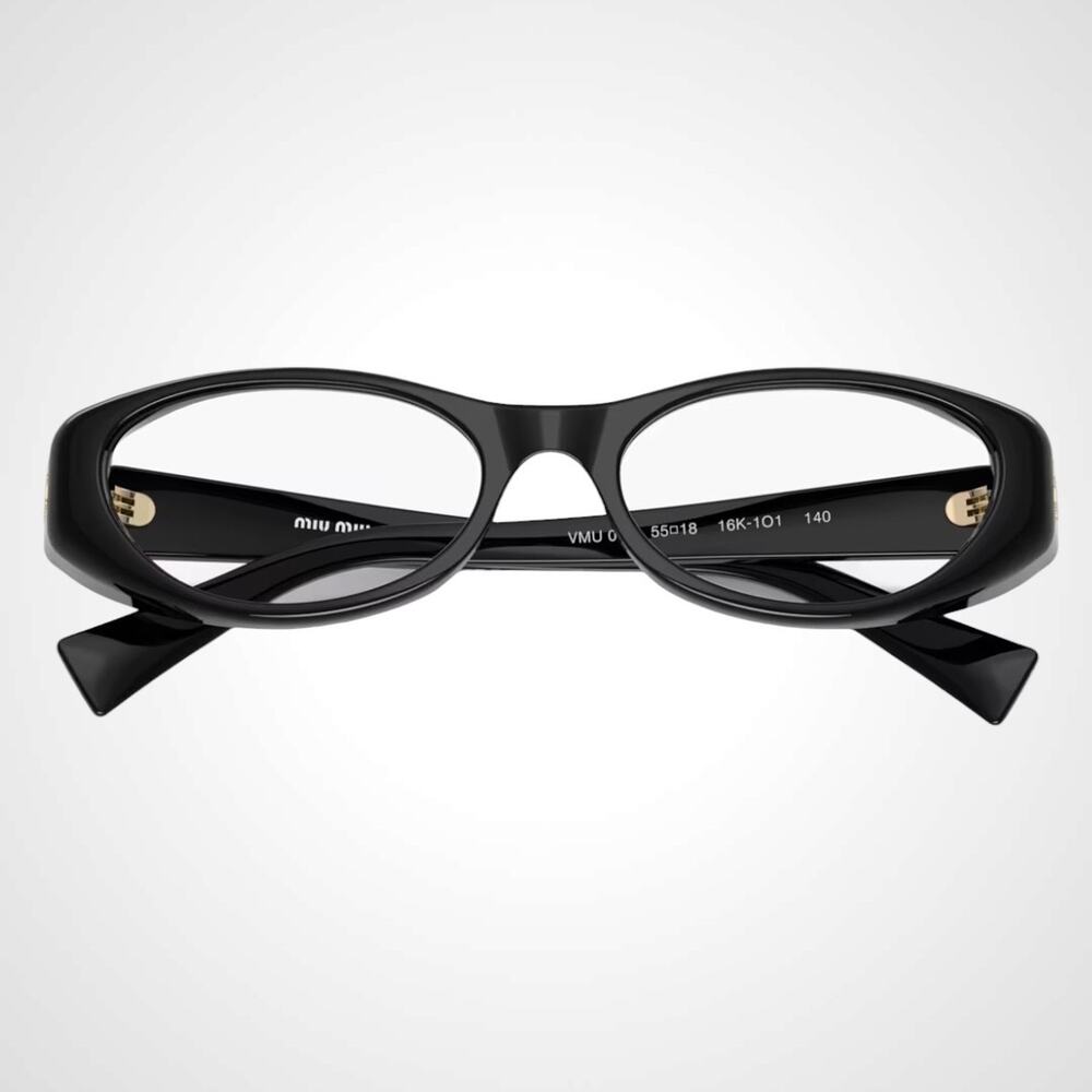 New MIU MIU Eyeglasses Black Oval Glasses 55-18mm Full Rim Rx-able - Picture 5 of 6